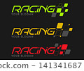 A set of stickers for racing competitions. A design for a team of drivers and fans. Design for printing on T-shirts, apparel, and souvenirs. Typography option, banner/poster. Contemporary style 141341687