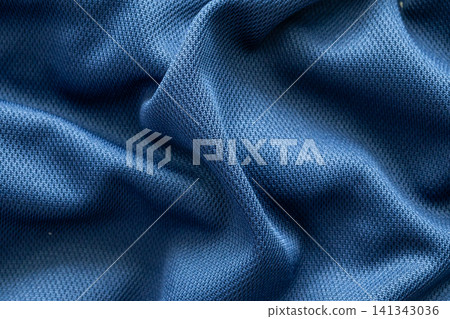 Blue sports clothing fabric football shirt jersey texture Blue sports clothing fabric football shirt jersey texture 141343036
