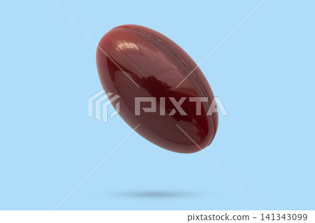 Medicine pill soft gel capsule float on blue background Medicine pill soft gel capsule float on blue background 141343099