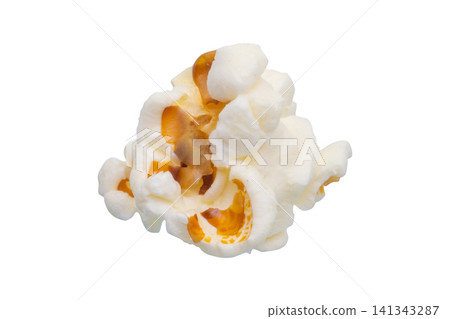 Tasty popcorn close up isolated on white background Tasty popcorn close up isolated on white background 141343287