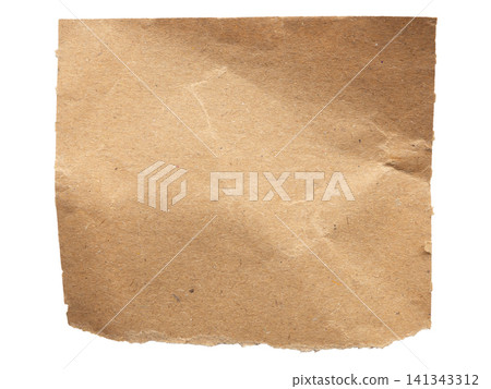 piece of brown paper tear isolated on white background piece of brown paper tear isolated on white background 141343312