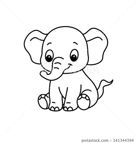Cute cartoon elephant coloring book illustration vector design templates 141344394