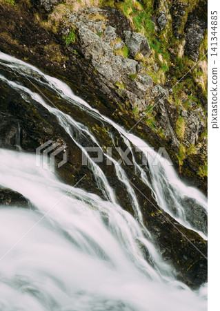 Beautiful waterfall in Norway. Amazing Norwegian nature landscape Beautiful waterfall in Norway. Amazing Norwegian nature landscape 141344885