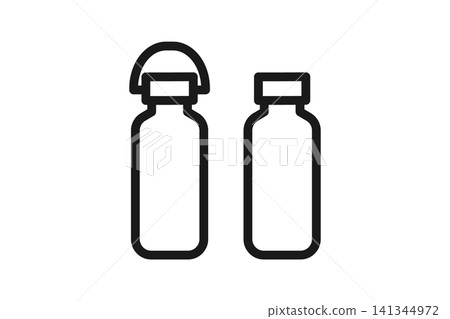 Set of 2 line art icons for water bottles and bottles Set of 2 line art icons for water bottles and bottles 141344972