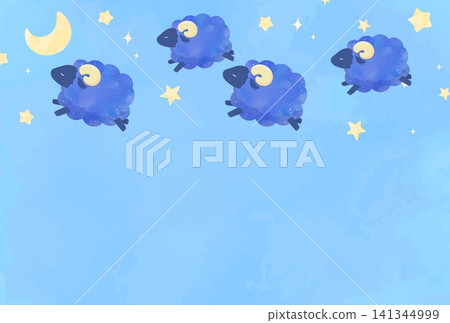 羊年_新年賀卡設計（無文字）_水彩風格夜空與羊 4_橫版 141344999
