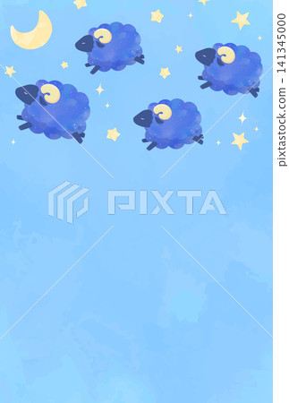 羊年_無文字新年賀卡設計_水彩風格夜空與羊 4_直式版 羊年_無文字新年賀卡設計_水彩風格夜空與羊 4_直式版 141345000