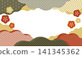 Japanese-style frame material with clouds for New Year's (plum blossoms and Japanese patterns) 141345362