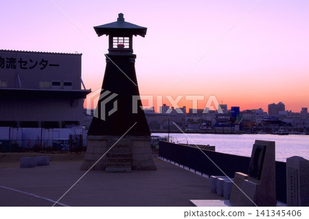 Imazu Lighthouse bathed in the sunset light Imazu Lighthouse bathed in the sunset light 141345406