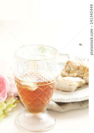 Chicken sauté and iced tea Chicken sauté and iced tea 141345449