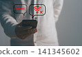 Cybersecurity concept showing a person using a smartphone with password protection and no WiFi connection icons. Digital privacy, mobile security, network failure, secure access and cyber protection. 141345602