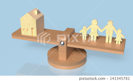 Family Housing Balance and Home Ownership Decision Concept 3d render. Family Housing Balance and Home Ownership Decision Concept 3d render. 141345781