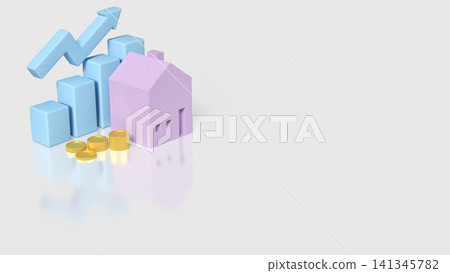 Real Estate Growth and Home Investment Success Concept 3d render. Real Estate Growth and Home Investment Success Concept 3d render. 141345782