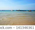 Tropical beach with boats and wooden pier at Star Beach on Phu Quoc  141346361