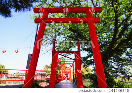 Mount Ontake, Hakuryu Shrine, Gotanda Marsh, Torii gate, Bridge, Gunma, Isesaki 141346846