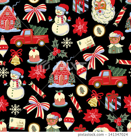 Christmas elements seamless pattern vintage holiday frames festive decorative background for cozy seasonal projects Christmas elements seamless pattern vintage holiday frames festive decorative background for cozy seasonal projects 141347024