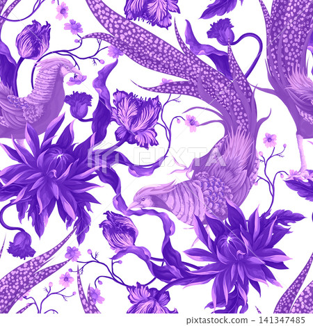 Seamless pattern with pleasant and flowers. Vintage style. Vector Seamless pattern with pleasant and flowers. Vintage style. Vector 141347485