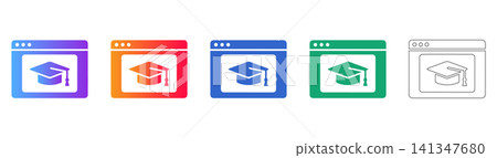 Online Education Browser Icons Set Online Education Browser Icons Set 141347680