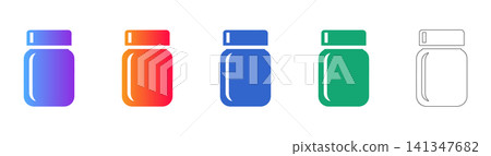 Medicine Jar Bottle Icons Set 141347682