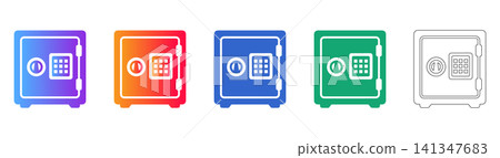 Set of Digital Safe Icons Set of Digital Safe Icons 141347683