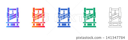 Industrial Guillotine Cutter Icons 141347784