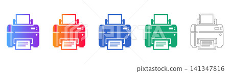 Modern Office Printer Icon Set 141347816