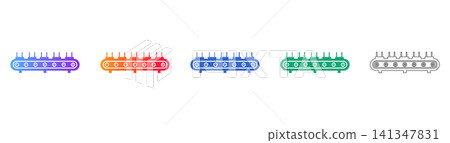 Industrial Conveyor Belt Segment Vector Icon Set Industrial Conveyor Belt Segment Vector Icon Set 141347831