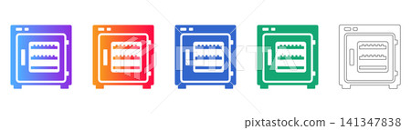 Laboratory Heating Oven Icon Set Laboratory Heating Oven Icon Set 141347838