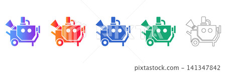 Industrial Concrete Mixer Machine Icon Set Industrial Concrete Mixer Machine Icon Set 141347842