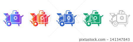Portable Construction Concrete Mixer Icon Set 141347843