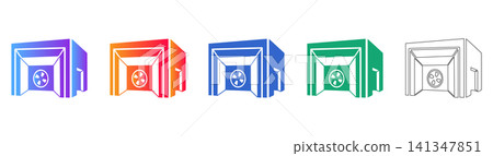 Industrial Warehouse Loading Dock Icon Set Industrial Warehouse Loading Dock Icon Set 141347851