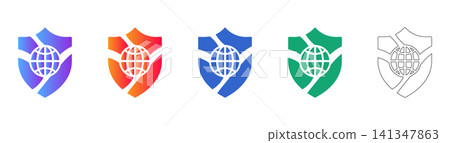 Global Security Shield Icons for Cyber Safety Global Security Shield Icons for Cyber Safety 141347863