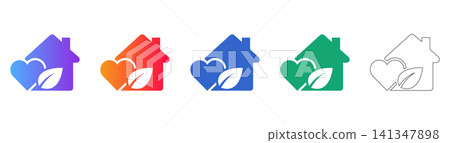 Eco Friendly Home Icon Set Eco Friendly Home Icon Set 141347898