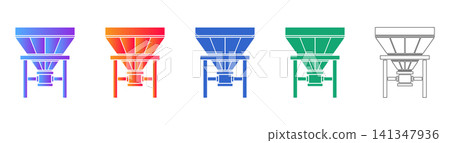 Industrial Hopper Funnel Icon Set 141347936