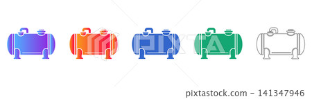 Industrial Horizontal Tank with Valves Icons Industrial Horizontal Tank with Valves Icons 141347946