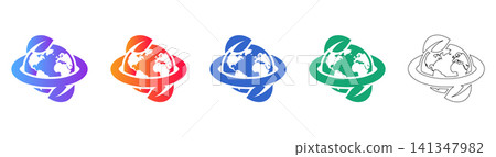 Eco Friendly Earth Globe Icon Set Eco Friendly Earth Globe Icon Set 141347982
