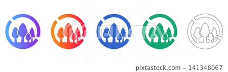 Forest and Nature Conservation Icons in Circular Frame 141348067