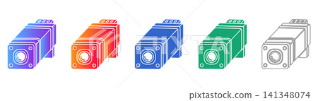 Industrial Stepper Motor Vector Icon Set Industrial Stepper Motor Vector Icon Set 141348074