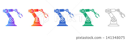 Robotic Gripper Arm Vector Icon Set Robotic Gripper Arm Vector Icon Set 141348075