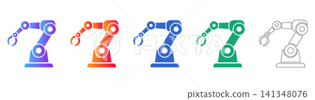 Industrial Robotic Claw Vector Icon Set Industrial Robotic Claw Vector Icon Set 141348076