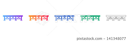 Industrial Bridge Truss Vector Icon Set Industrial Bridge Truss Vector Icon Set 141348077