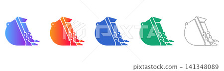 Excavator Loader Bucket Vector Icons Set Excavator Loader Bucket Vector Icons Set 141348089