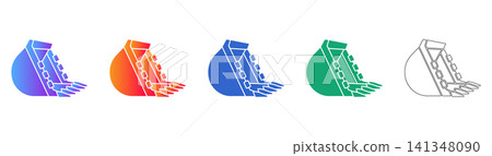 Heavy Machinery Excavator Bucket Vector Set Heavy Machinery Excavator Bucket Vector Set 141348090