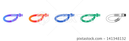 Flexible Hose Connector Vector Icon Set 141348132