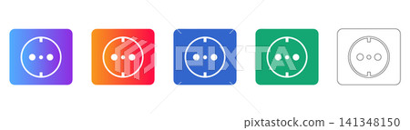 Electrical Socket Wall Outlet Icons Set Electrical Socket Wall Outlet Icons Set 141348150