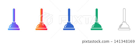 Plumbing Plunger Tool Icons in Various Styles Plumbing Plunger Tool Icons in Various Styles 141348169