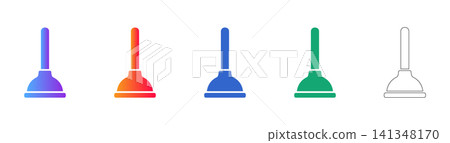 Manual Drain Cleaning Plunger Icon Collection Manual Drain Cleaning Plunger Icon Collection 141348170