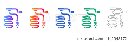 Professional Drain Auger Tool Vector Icons Professional Drain Auger Tool Vector Icons 141348172