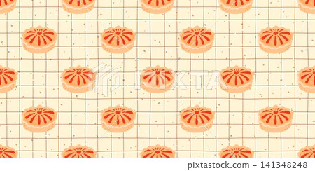 Cover halloween pattern striped bg pumpkin harvest leaf seamless line. This design features a cozy autumn wallpaper with a whimsical cottagecore aesthetic for a happy and decorative print. The. 141348248