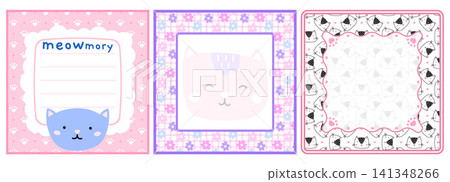 Background frame memo with a cute kid note and planner design for school catalog and kitten label. Weekly kindergarten layout featuring torn notice card, daily stationary, child doodle, vector. 141348266