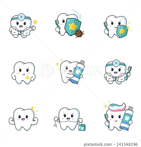 vector set of tooth character vector set of tooth character 141348296